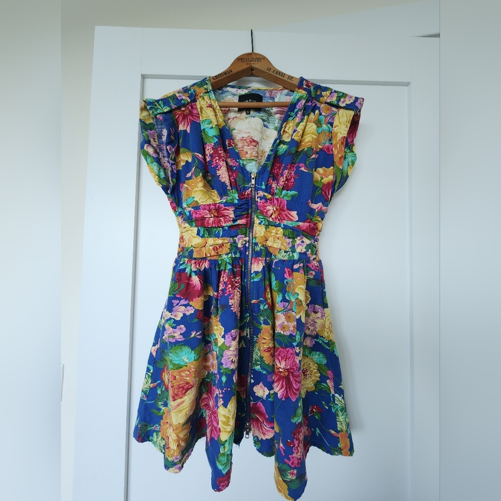 Floral Print Zipper Front Dress